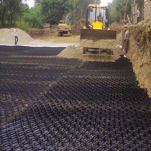 高張力サンディ 黄色 100-445 HDPE 砂岩の安定性のためのプラスチックジオセル