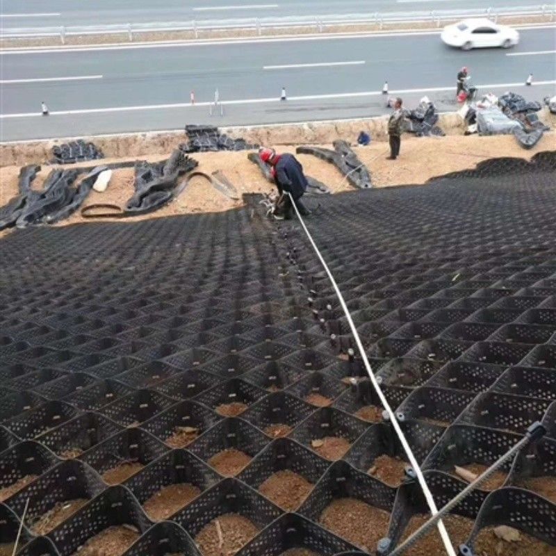 ハイ ハニーコム 黒 HDPE 地質細胞強化 道路用 砂石安定化グリッド 支架壁堤
