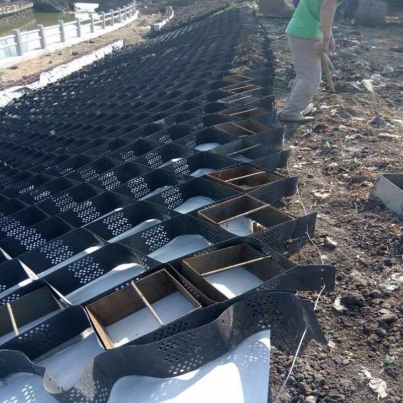 250mm 75mm 100mm 150mm Hdpe ジオセル 高質感 HDPE ハニーコンベッド 砂岩グリッド プラスチック ジオセル 工場直送価格